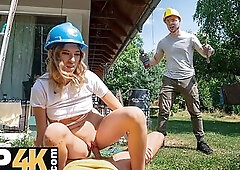 HUNT4K. Hunter enticed a sexy youthful gal with large breasts and abased her BF