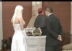 After the wedding ceremony, the groom is fucked by shemale
