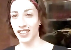 Nasty shemale amateur Hanna Rios sucks dick and rides it