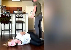 Blond Girl Tied Up With Rope And Duct Tape