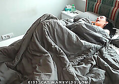 Busty step mom masturbate under blanket in step son's room