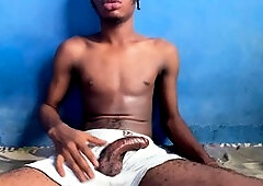 Hand-job, big black cock solo, men masturbating solo