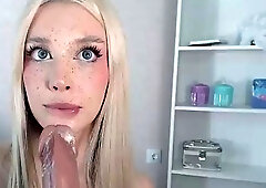 Blonde European Pamela Blond jerking off a Huge Dick