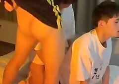 Basketballer Chinese twink threesome