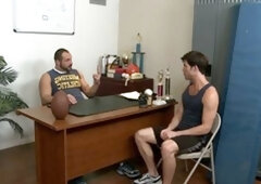 Men: Underwear Clad DILF Teaches Twink a Lesson
