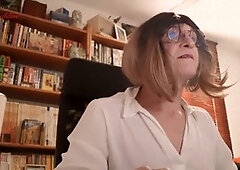 Crossdressing shemale secretary in the office