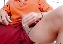 Risky Thrill: Hot Man Boldly Strokes His Large Dick on Public Balcony