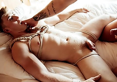 Rope play and deep anal with Josh Moore & Wess Russel
