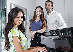 Jackie Hoff fucked a long-legged busty brunette Scarlett Alexis