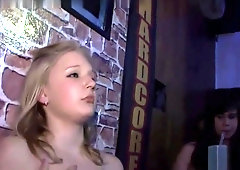 Luscious amateur babes enjoying wild group sex in the club