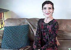 gorgeous trans drains man meat on casting couch