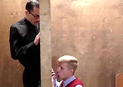 Religious twink barebacked after giving daddy wet blowjob