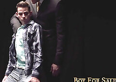 BoyForSale College twink Eli Bennet lets rich DILF use dildo in ass