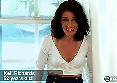 Mature babe Keli Richards teaches about fucking and talking about it in a room full of guys