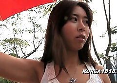 Super kinky Korean babe getting wild outside