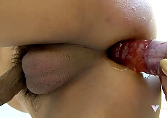 Thai TS Alice Strokes Her Unshaved Cock