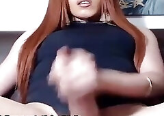 Teen shemale wanking dick and teasing on webcam