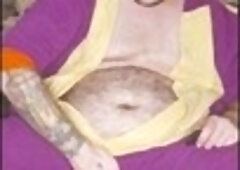 Transman in Onesie drills wet FTM hole with powerful Fuck Machine (BBC Dildo)