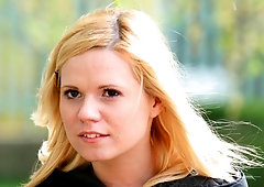 Spicy blonde babe Yasmin Gold is sucking a nice old dick on the knees