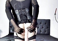 Sissy Marcella with fuckmachine and jizz flow