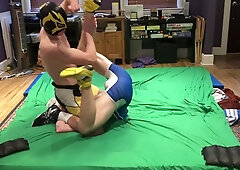 Hot Jock Wrestler After Match: Bondage Gutpunching Ball Slapping