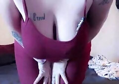 Nipp clamps makes this twat moist and body wiggle