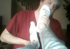 Slave worships my dirty white ankle socks