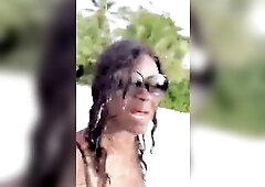 MY BLACK BREASTS JOGGING AT THE BEACH