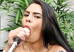 Big Tittied Hung TS Sabrina Sousa Puts a Fucking Machine to the Test