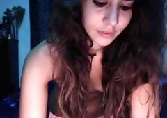 Brunette solo darling masturbating at home