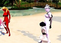 Nasty Sims, the crew at the beach