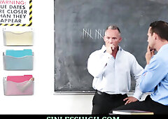 Nasty teen screwed by two naughty teachers